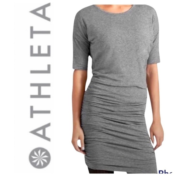 Athleta Women's Gray Solstice Tee Ruched Dress Draping Top - Hugging Ski… - Picture 1 of 8